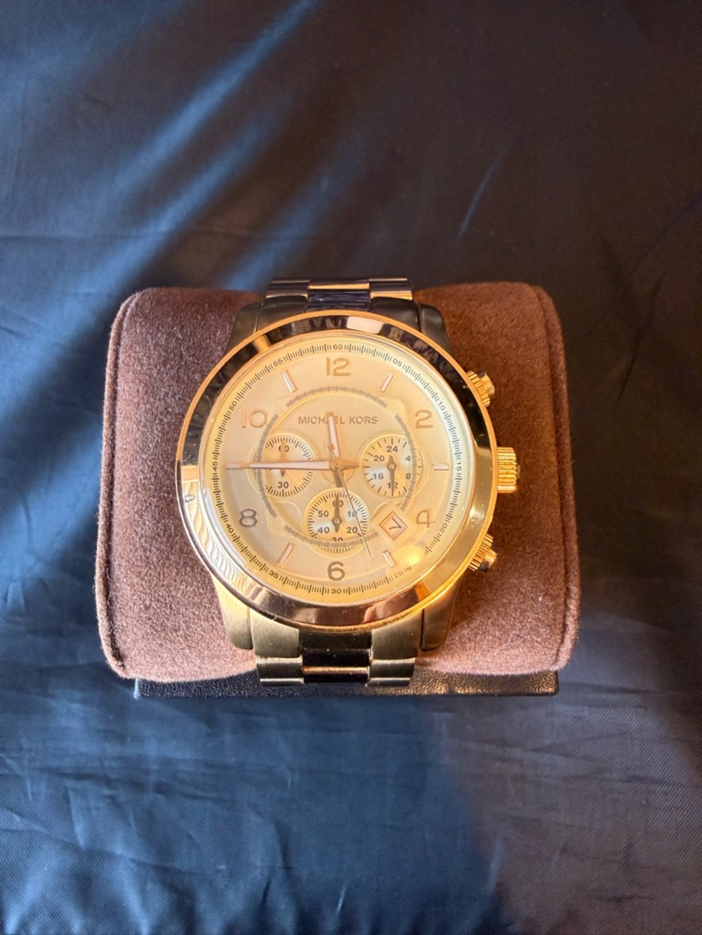 Michael Kors Gold Stainless Steel Chronograph Bracelet Watch. Men